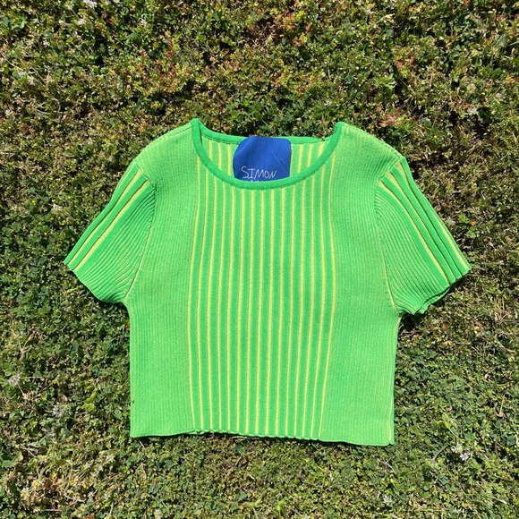 Simon Miller Cyclone Striped Knit Baby T-Shirt - Picture 4 of 6